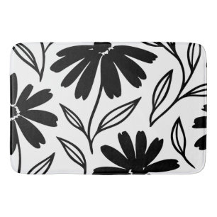 Tapis De Bain Marguerites à l'encre noire Boho