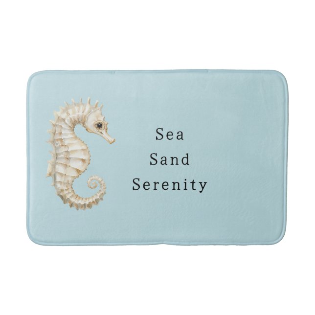 Tapis De Bain Mariage Blue Crème Chevaux Marins Océan (Devant)