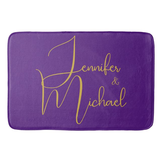 Tapis De Bain Mariage Moderne Minimaliste Plain Calligraphie Nom (Devant)