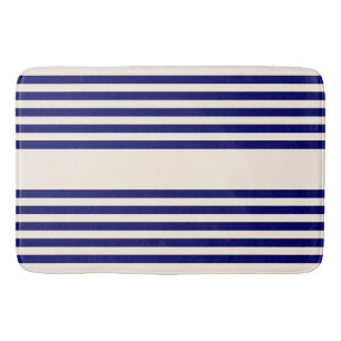 Tapis De Bain Marine bleu et beige cinq bandes motif