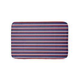 Tapis De Bain Marine Bleu Rouge rayé Chic Moderne Lignes vertica