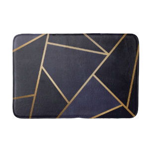 Tapis De Bain Marine Blue Gold Triangles Géométrique Élégant Cla