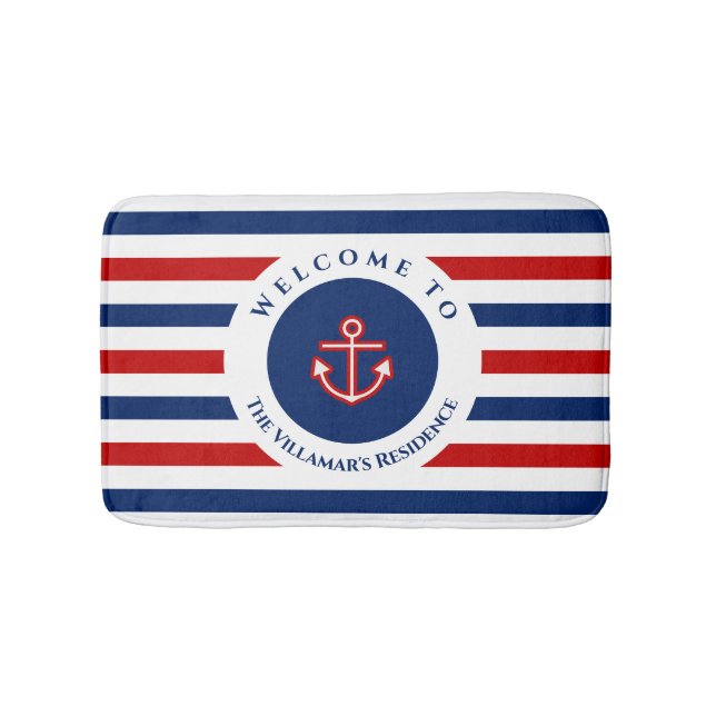 Tapis De Bain Marine marine Bleu Rouge Bleu Blancs (Devant)