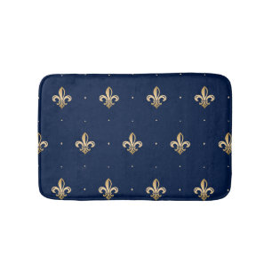 Tapis De Bain Marine Motif de luxe Gold Fleur de Lis