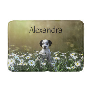 Tapis De Bain Marionnette dalmate mignonne dans les marguerites