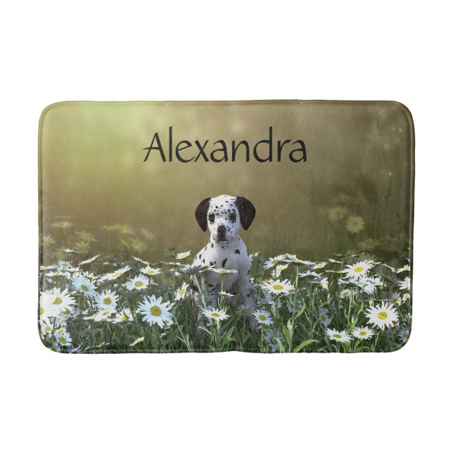 Tapis De Bain Marionnette dalmate mignonne dans les marguerites (Devant)