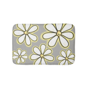 Tapis De Bain Marque Blanche Et Jaune Moderne Sur Gris