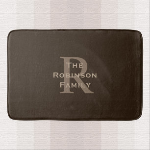 Tapis De Bain Marque monogrammée marron et beige