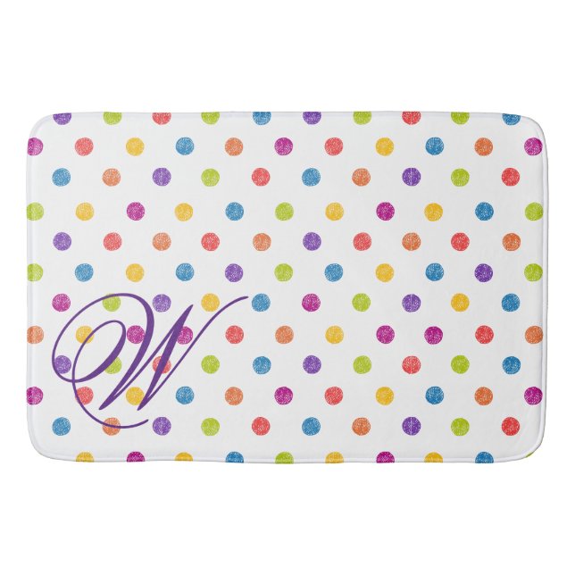 Tapis De Bain Mat de bain à points de Polka customisé (Devant)