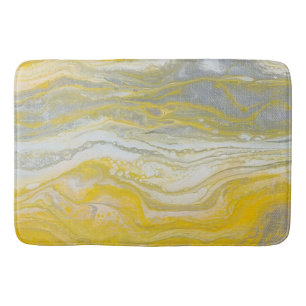 Tapis De Bain Mat de bain Abstrait Jaune et Argent