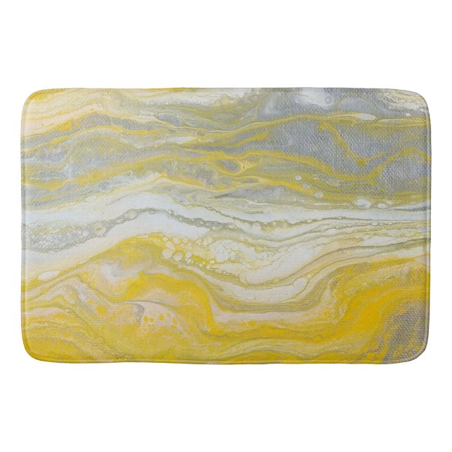 Tapis De Bain Mat de bain Abstrait Jaune et Argent (Devant)