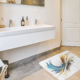 Tapis De Bain Mat de bain bleu et or Abstrait - Design dynamique