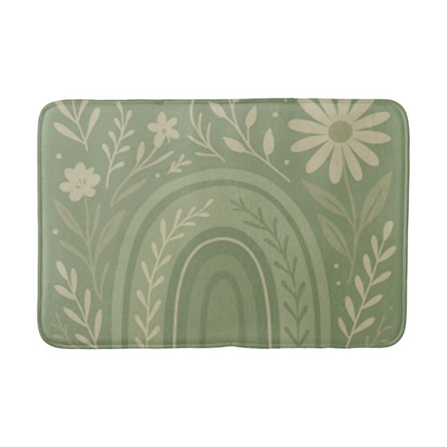 Tapis De Bain Mat de bain Boho vert Sage (Devant)