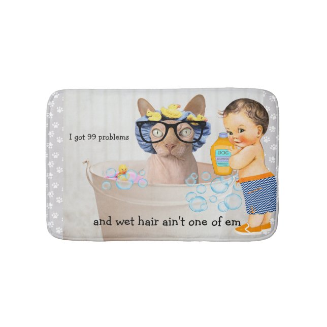 Tapis De Bain Mat de bain chatte sans cheveux drôle (Devant)