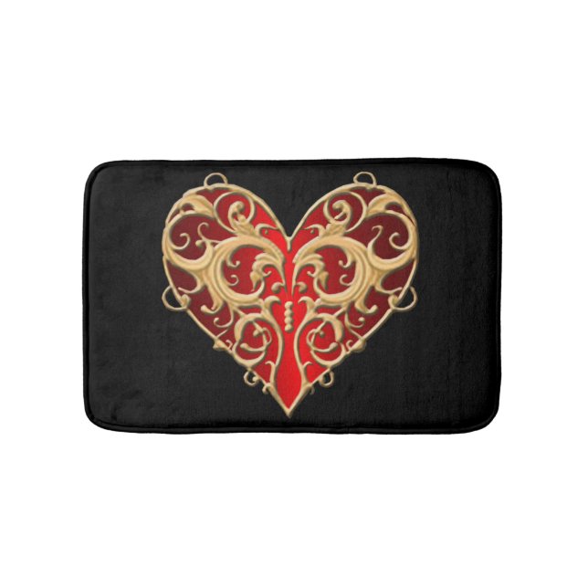 Tapis De Bain Mat de bain coeur rouge Filigree (Devant)
