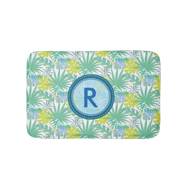 Tapis De Bain Mat de bain de conception tropicale monogramme (Devant)