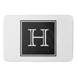 Tapis De Bain Mat de bain de Monogramme Carré noir