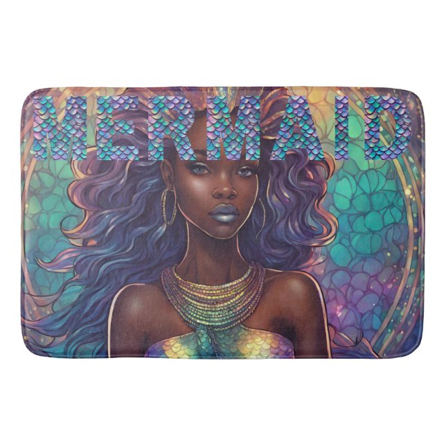 Tapis De Bain Mat de bain de sirène noire (Devant)