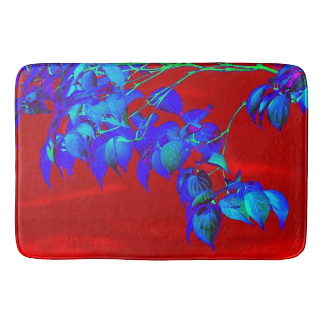 Tapis De Bain Mat de bain Feuille bleu ciel rouge (Devant)