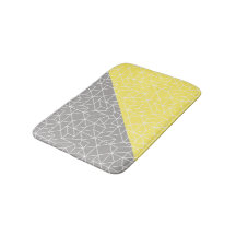 Mat de bain géométrique gris et jaune