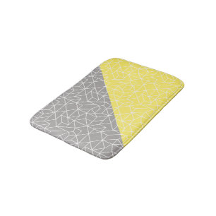 Tapis De Bain Mat de bain géométrique gris et jaune