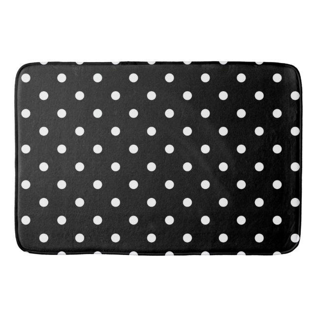 Tapis De Bain Mat de bain/Noir avec Pois blancs (Devant)
