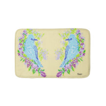 Mat de bain / Oiseaux bleus