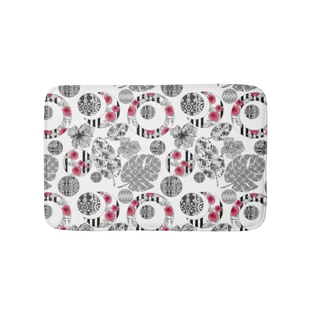 Tapis De Bain Mat de bain, Rouge et Noir, Quilage, Patchwork (Devant)