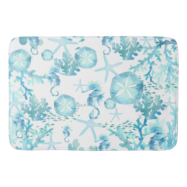 Tapis De Bain Mat de bain Turquoise Cheval de mer Sanddollar Sea (Devant)
