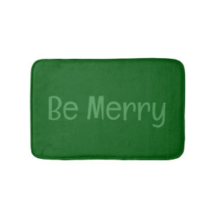 Tapis De Bain Mat de bain vert foncé "Be Merry" avec texte facul