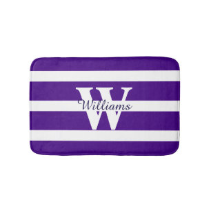 Tapis De Bain Mat de bain violet et blanc monogramme