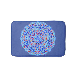 Tapis De Bain Mat Motif géométrique bleu rose et blanc