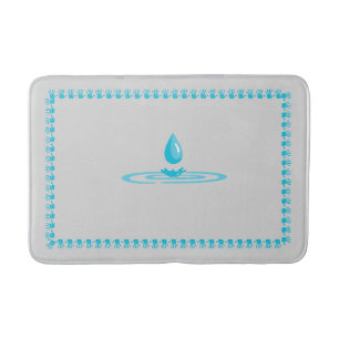 Tapis De Bain Matelas Bleu Bordure avec goutte d'eau élégante