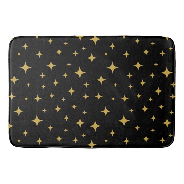 Tapis De Bain Matelas de bain noir aux étoiles brillantes d'or (Devant)