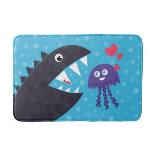 Tapis De Bain Méduses mignonnes dans l'amour avec le monstre de