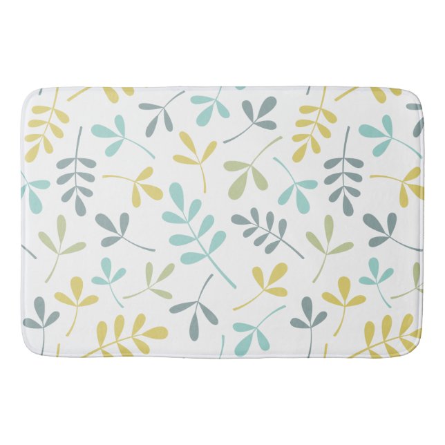 Tapis De Bain Mélange couleur Motif Feuille sur blanc (Devant)