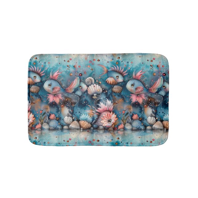 Tapis De Bain Mer savonneuse habitants de poissons amusants (Devant)