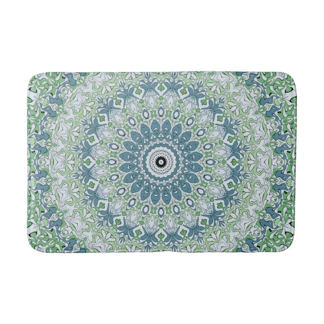 Tapis De Bain Mer Vert et Bleu Côte Motif Mandala (Devant)