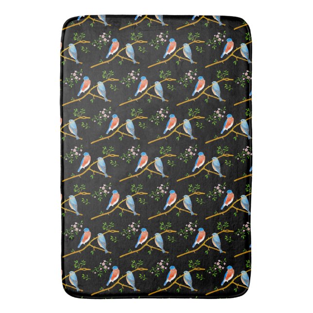 Tapis De Bain Merles Bleus (devant Vertical)