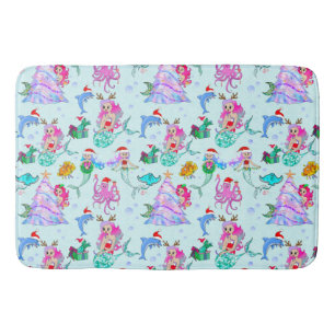 Tapis De Bain Mermaid Celebrating Christmas With Friends