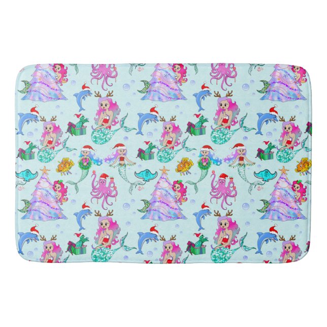 Tapis De Bain Mermaid Celebrating Christmas With Friends (Devant)