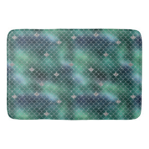 Tapis De Bain Mermaid Silver Turquoise Ocean Glitz