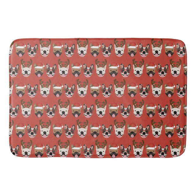 Tapis De Bain Merry Woofmas Têtes de Noël (Devant)