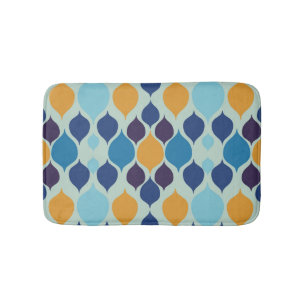 Tapis De Bain Mi-siècle 1960 Géométrique Bleu