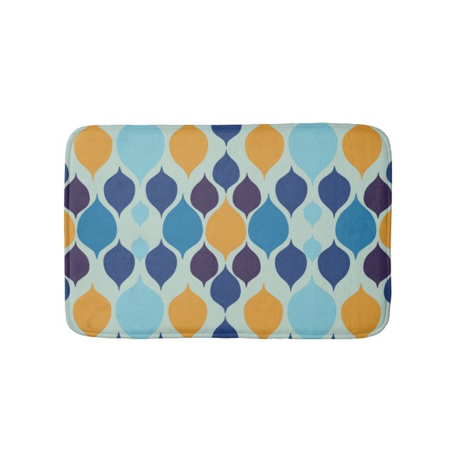 Tapis De Bain Mi-siècle 1960 Géométrique Bleu (Devant)