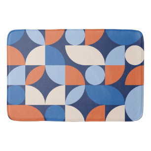 Tapis De Bain Mi-siècle Moderne Abstrait 26 Apricot, Bleu