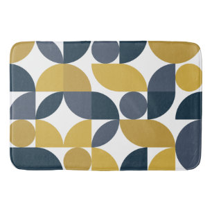 Tapis De Bain Mi-siècle Moderne Abstraite 26 Marine, moutarde