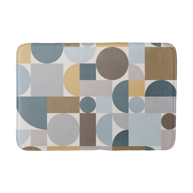 Tapis De Bain Mi-siècle moderne Géométrique Or Bleu (Devant)