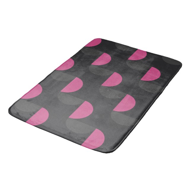 Tapis De Bain Mi-siècle moderne rose et gris (Angle)