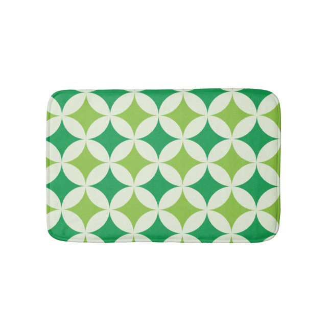 Tapis De Bain Mi-siècle moderne White Green Starburbs Cercles (Devant)